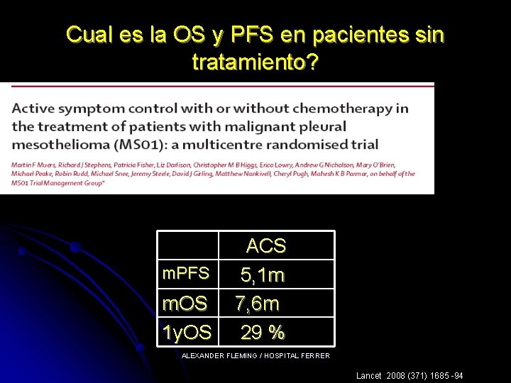 Cual es la OS y PFS en pacientes sin tratamiento? m. PFS m. OS