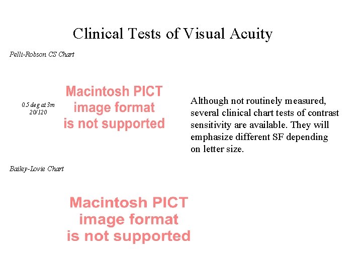 Clinical Tests of Visual Acuity Pelli-Robson CS Chart 0. 5 deg at 3 m