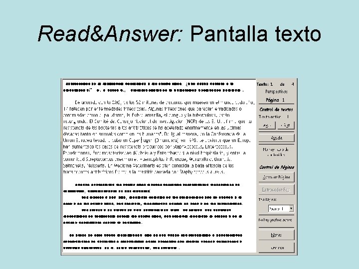 Read&Answer: Pantalla texto 