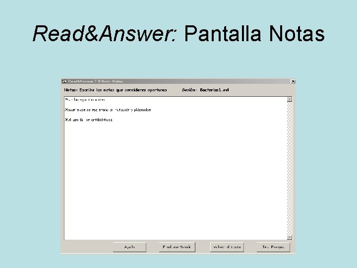 Read&Answer: Pantalla Notas 