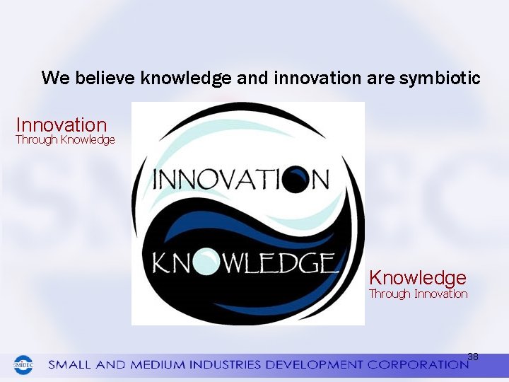 We believe knowledge and innovation are symbiotic Innovation Through Knowledge Through Innovation 38 