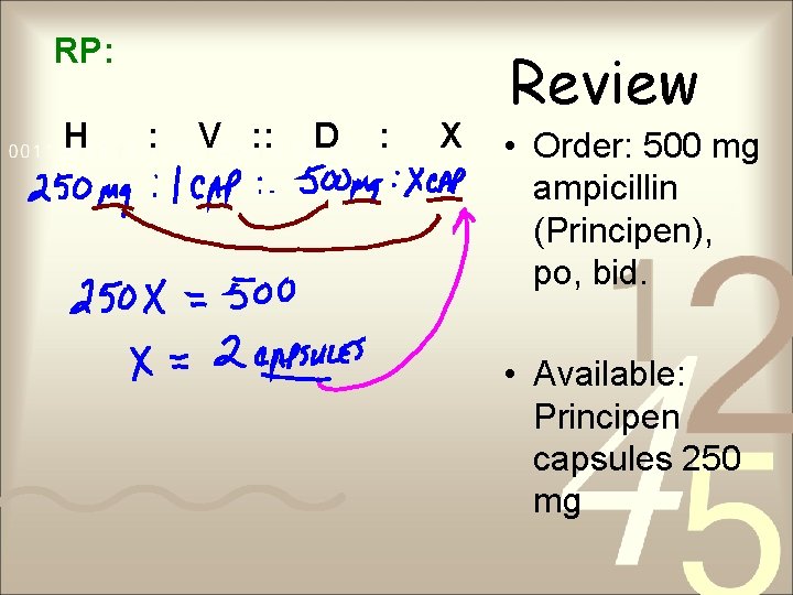 RP: H : V : : D : X Review • Order: 500 mg