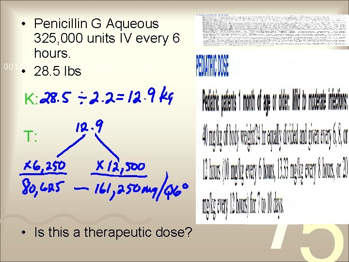  • Penicillin G Aqueous 325, 000 units IV every 6 hours. • 28.