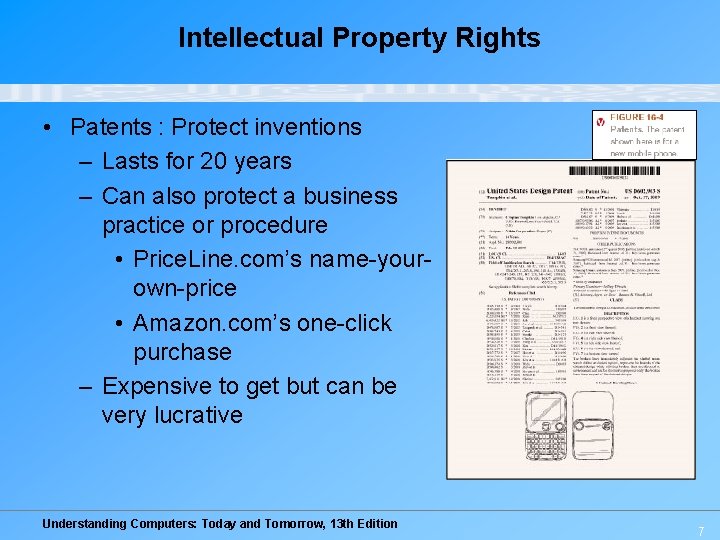 Intellectual Property Rights • Patents : Protect inventions – Lasts for 20 years –