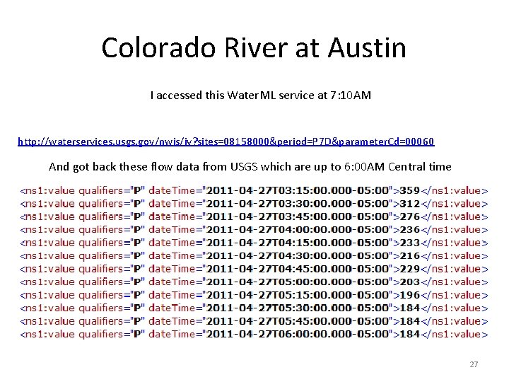 Colorado River at Austin I accessed this Water. ML service at 7: 10 AM