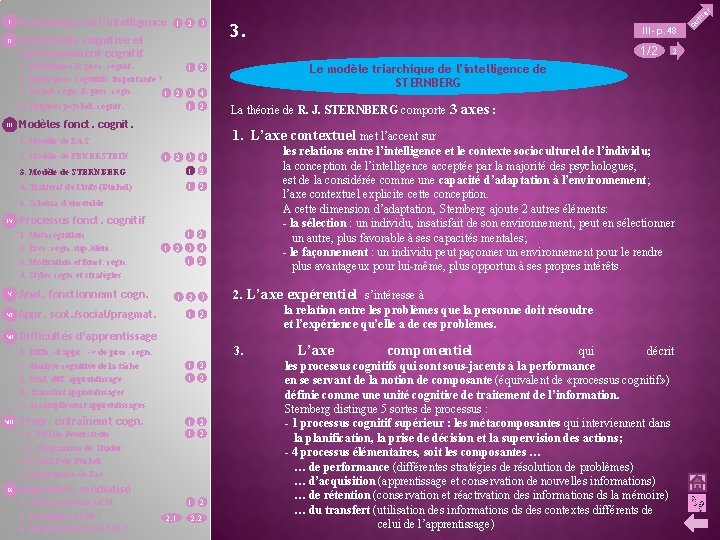 II Psychologie de l’intelligence 1 2 3 Psychologie cognitive et fonctionnement cognitif Modèles fonct.