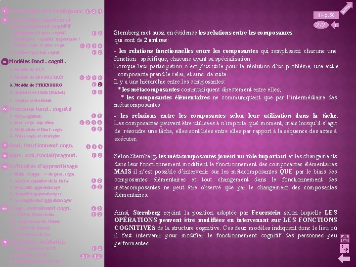 II Psychologie de l’intelligence 1 2 3 Psychologie cognitive et fonctionnement cognitif 2/2 1.