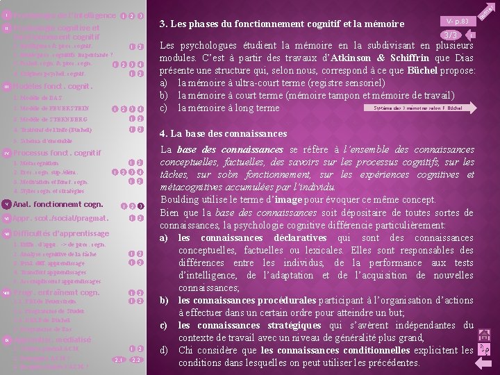 II Psychologie de l’intelligence 1 2 3 Psychologie cognitive et fonctionnement cognitif Modèles fonct.