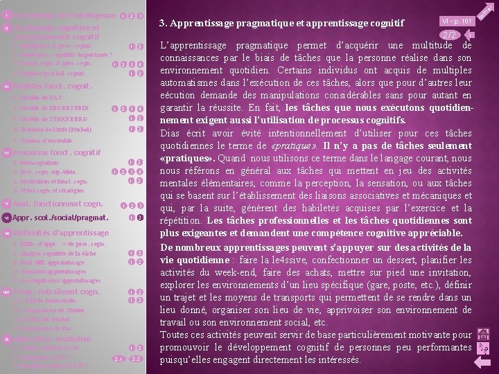 II Psychologie de l’intelligence 1 2 3 Psychologie cognitive et fonctionnement cognitif Modèles fonct.