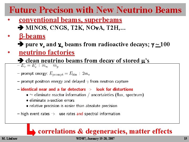Future Precison with New Neutrino Beams • conventional beams, superbeams MINOS, CNGS, T 2 Future Precison with New Neutrino Beams • conventional beams, superbeams MINOS, CNGS, T 2