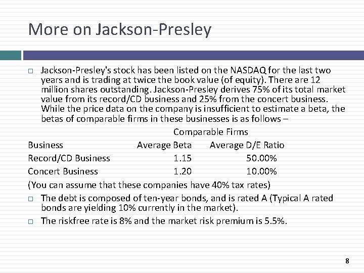 More on Jackson-Presley's stock has been listed on the NASDAQ for the last two