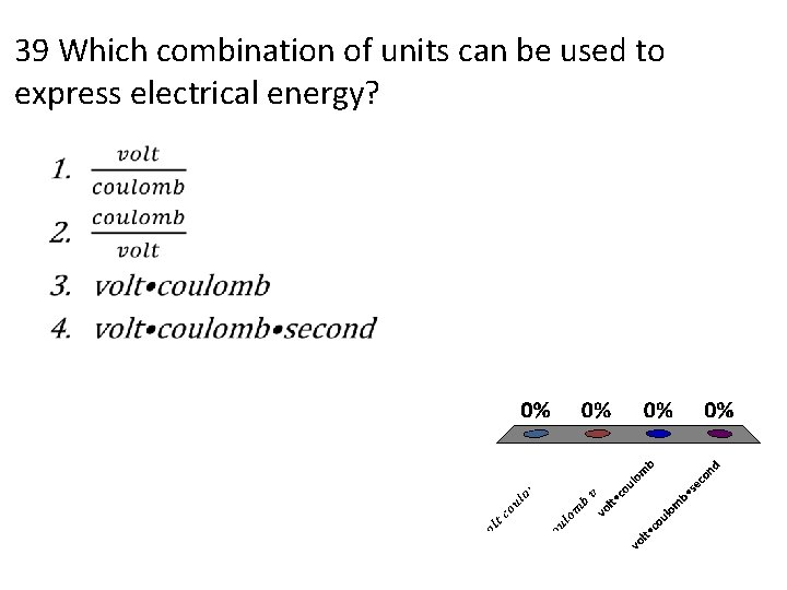 39 Which combination of units can be used to express electrical energy? • 