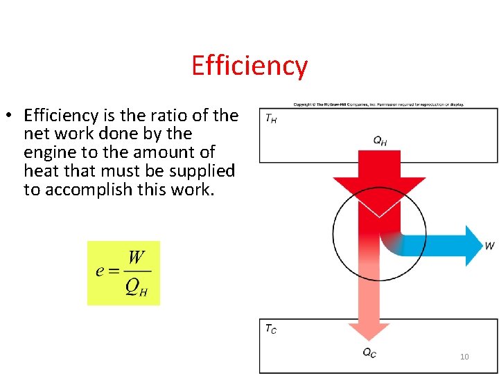 Efficiency • Efficiency is the ratio of the net work done by the engine