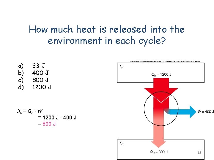 How much heat is released into the environment in each cycle? a) b) c)