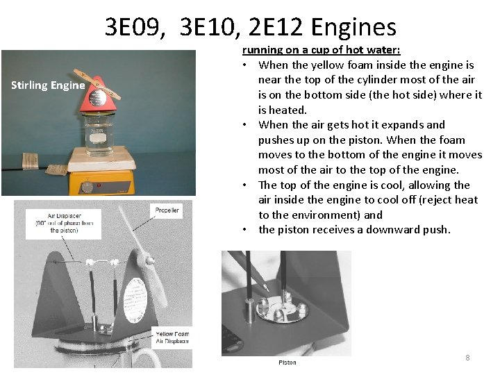 3 E 09, 3 E 10, 2 E 12 Engines Stirling Engine running on