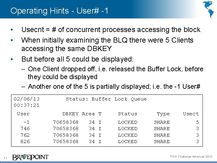 Operating Hints - User# -1 • • • Usecnt = # of concurrent processes
