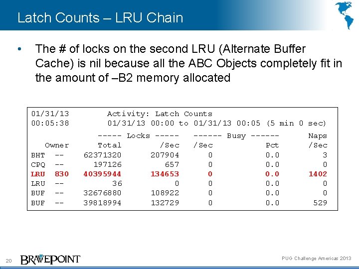 Latch Counts – LRU Chain • The # of locks on the second LRU