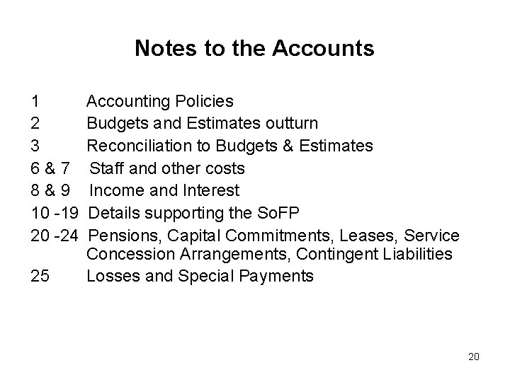 Notes to the Accounts 1 2 3 6&7 8&9 10 -19 20 -24 25