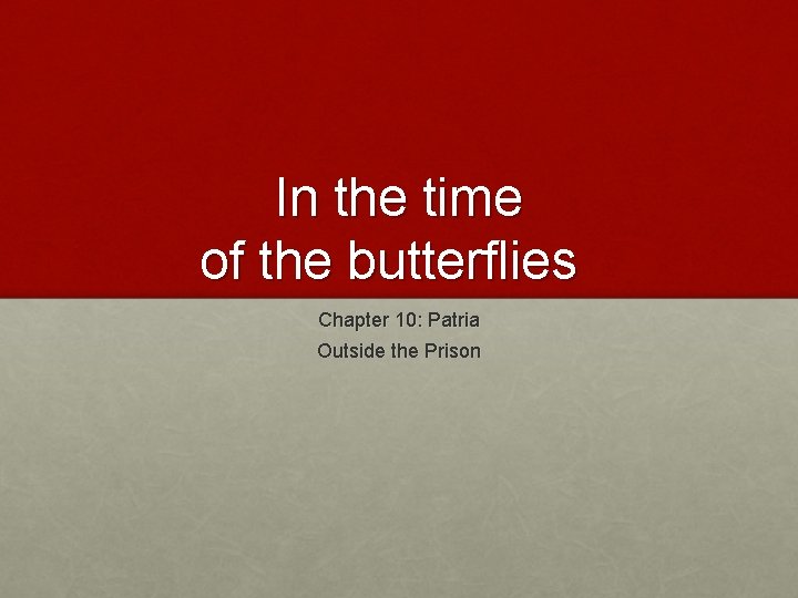 In the time of the butterflies Chapter 10: Patria Outside the Prison 