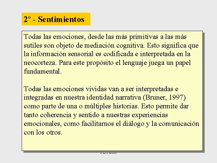 2º - Sentimientos Todas las emociones, desde las más primitivas a las más sutiles