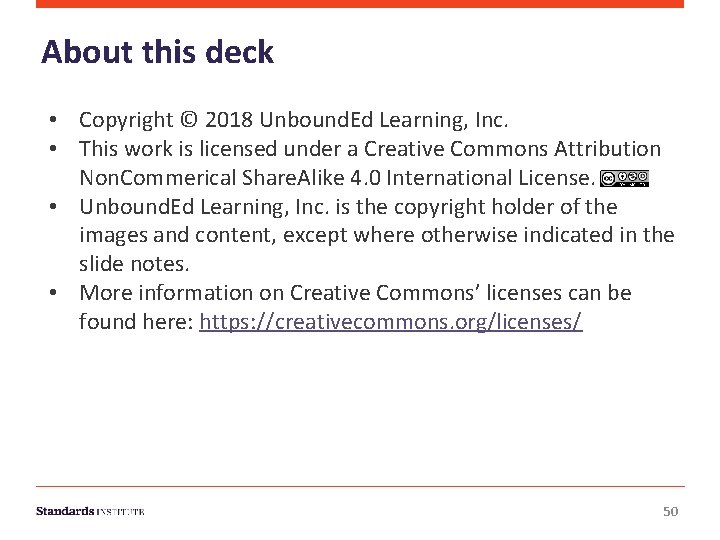 About this deck • Copyright © 2018 Unbound. Ed Learning, Inc. • This work