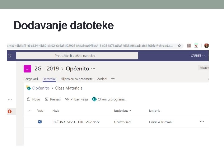 Dodavanje datoteke Dodavanje datoteke