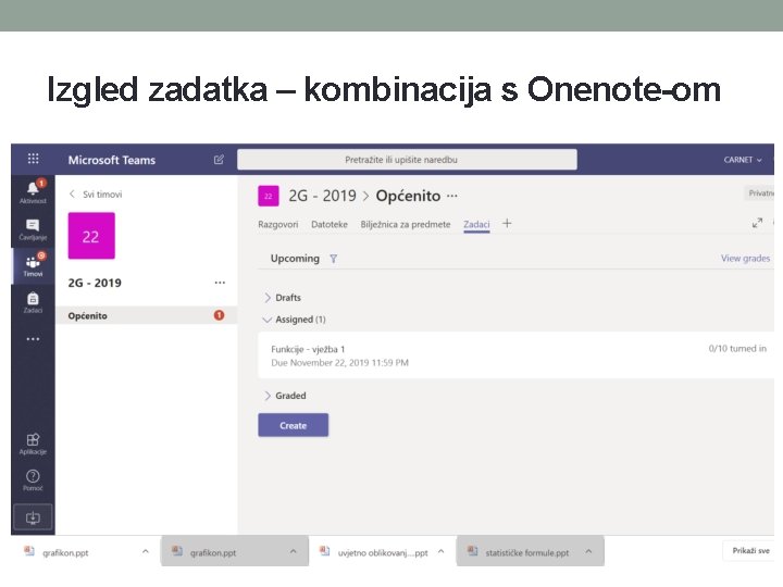 Izgled zadatka – kombinacija s Onenote-om Izgled zadatka – kombinacija s Onenote-om