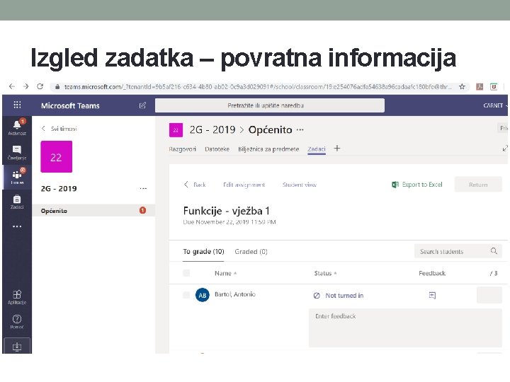 Izgled zadatka – povratna informacija Izgled zadatka – povratna informacija