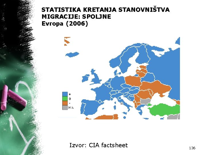 STATISTIKA KRETANJA STANOVNIŠTVA MIGRACIJE: SPOLJNE Evropa (2006) Izvor: CIA factsheet 136 