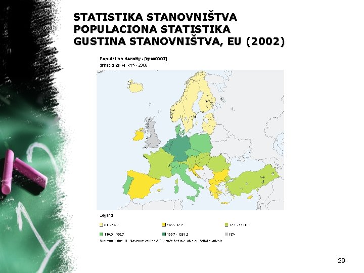 STATISTIKA STANOVNIŠTVA POPULACIONA STATISTIKA GUSTINA STANOVNIŠTVA, EU (2002) 29 