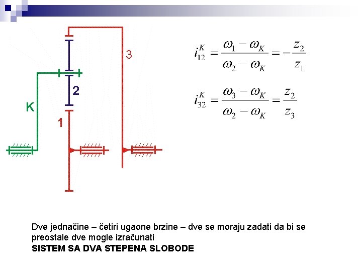 Dve jednačine – četiri ugaone brzine – dve se moraju zadati da bi se