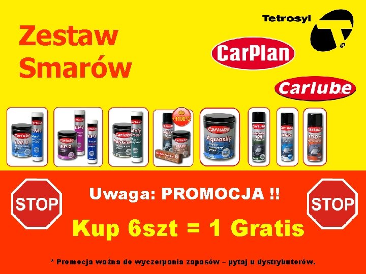 Zestaw Smarów Uwaga: PROMOCJA !! Kup 6 szt = 1 Gratis * Promocja ważna Zestaw Smarów Uwaga: PROMOCJA !! Kup 6 szt = 1 Gratis * Promocja ważna