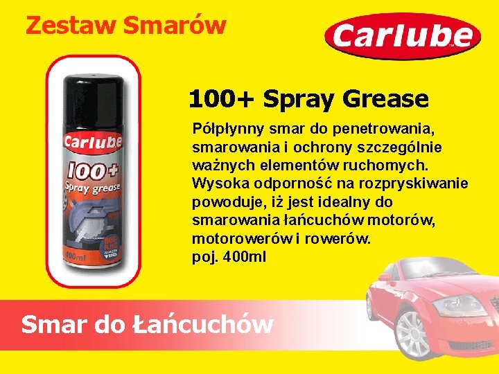 Zestaw Smarów 100+ Spray Grease Półpłynny smar do penetrowania, smarowania i ochrony szczególnie ważnych