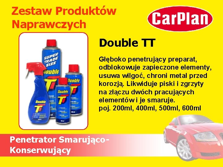 Zestaw Produktów Naprawczych Double TT Głęboko penetrujący preparat, odblokowuje zapieczone elementy, usuwa wilgoć, chroni Zestaw Produktów Naprawczych Double TT Głęboko penetrujący preparat, odblokowuje zapieczone elementy, usuwa wilgoć, chroni