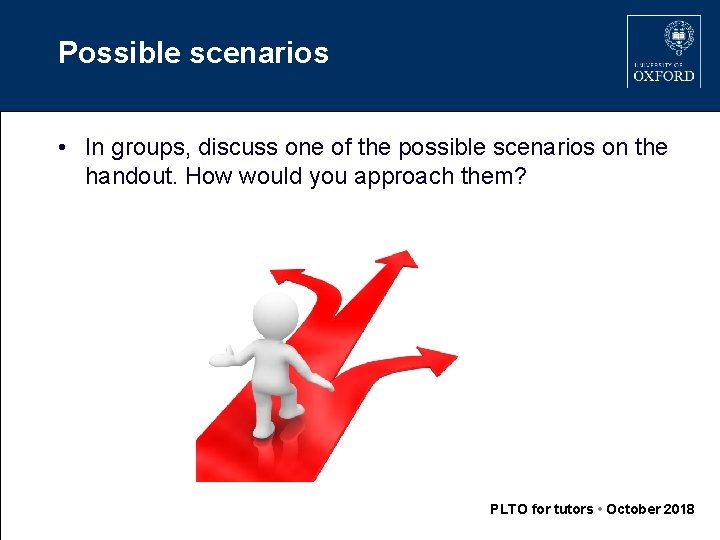 Possible scenarios • In groups, discuss one of the possible scenarios on the handout.