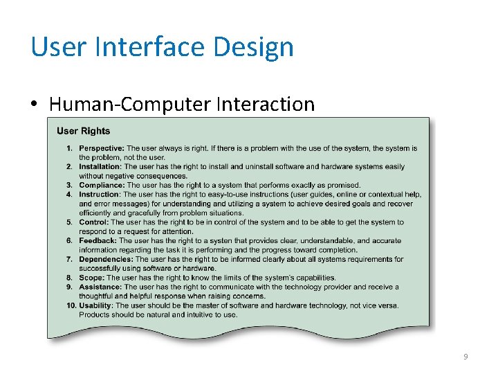 User Interface Design • Human-Computer Interaction 9 