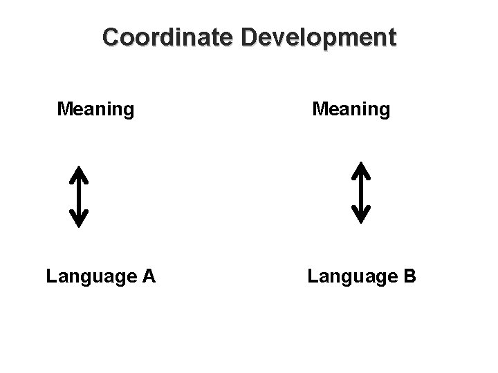 Coordinate Development Meaning Language A Meaning Language B 