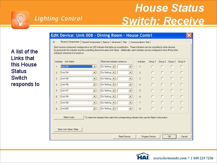 House Status Switch: Receive A list of the Links that this House Status Switch House Status Switch: Receive A list of the Links that this House Status Switch