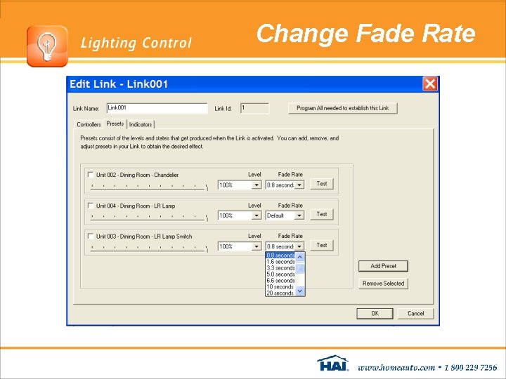 Change Fade Rate Change Fade Rate