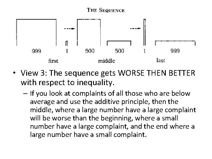 • View 3: The sequence gets WORSE THEN BETTER with respect to inequality. • View 3: The sequence gets WORSE THEN BETTER with respect to inequality.