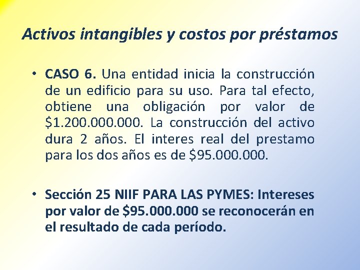 Activos intangibles y costos por préstamos • CASO 6. Una entidad inicia la construcción Activos intangibles y costos por préstamos • CASO 6. Una entidad inicia la construcción