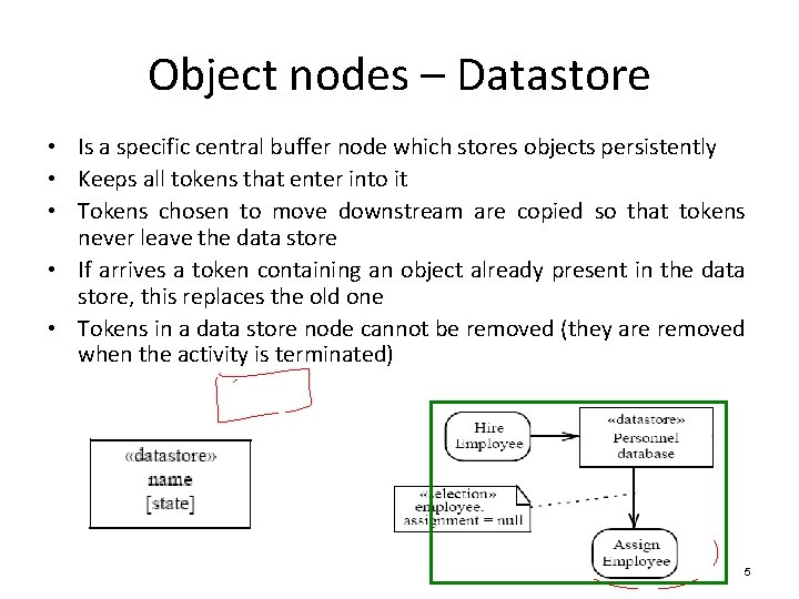 Object nodes – Datastore • Is a specific central buffer node which stores objects