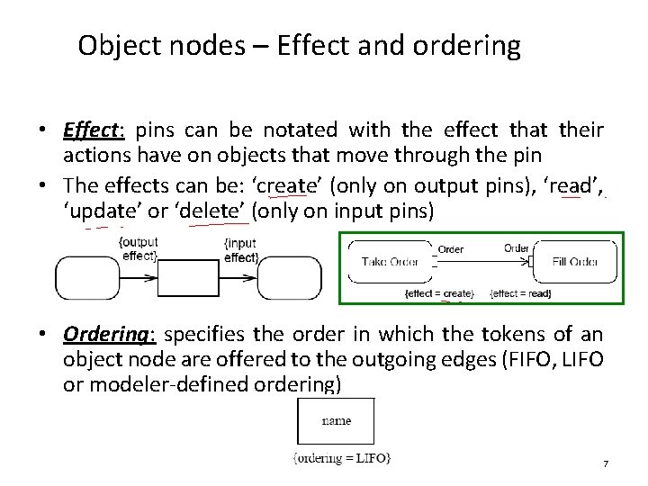 Object nodes – Effect and ordering • Effect: pins can be notated with the