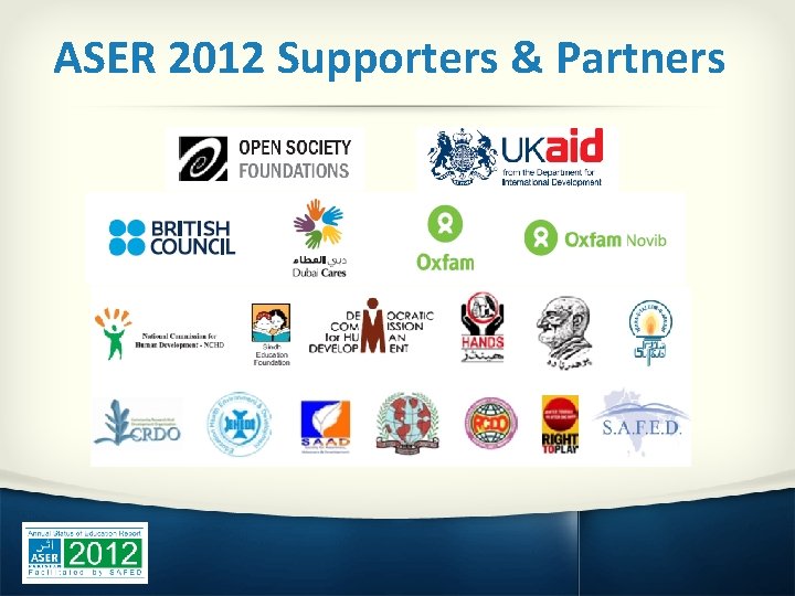 ASER 2012 Supporters & Partners 