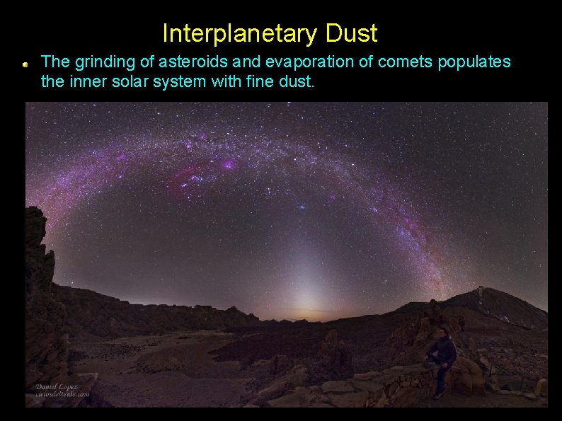 Interplanetary Dust The grinding of asteroids and evaporation of comets populates the inner solar