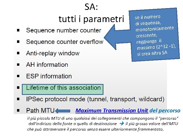 SA: tutti i parametri se il numero di sequenza, monotonicamente crescente, raggiunge il massimo