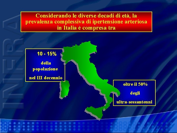 Considerando le diverse decadi di età, la prevalenza complessiva di ipertensione arteriosa in Italia