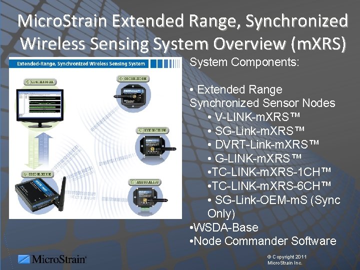 Micro. Strain Extended Range, Synchronized Wireless Sensing System Overview (m. XRS) System Components: •