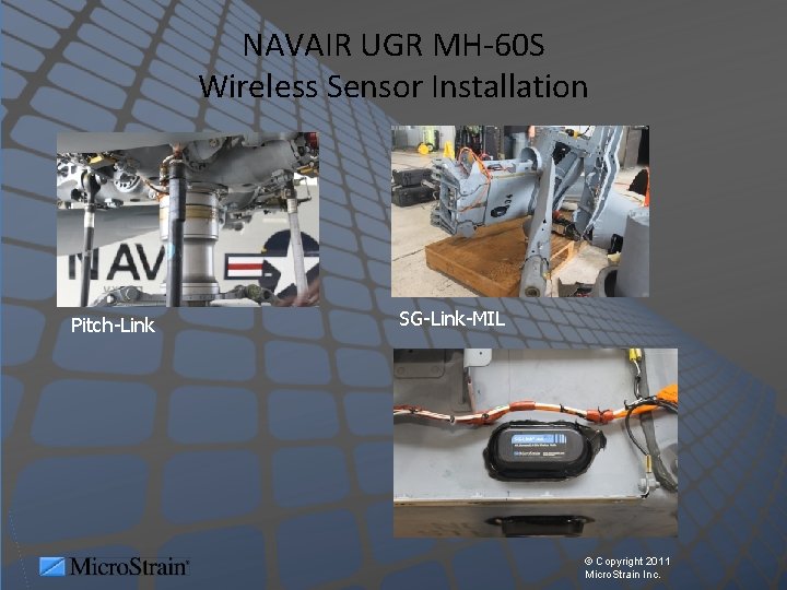 NAVAIR UGR MH-60 S Wireless Sensor Installation Pitch-Link SG-Link-MIL © Copyright 2011 Micro. Strain