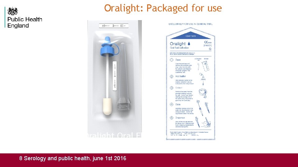Oralight: Packaged for use Oralight Oral Fluid collector provided sterilized with instructions for use.